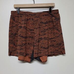 Lululemon Surge Short *Linerless 5"Tiger Camo Multi OrangeSz XL